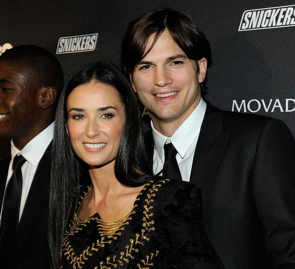 Ashton Kutcher with ex wife Demi Moore