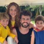 Shakira with Gerard Piqué and children
