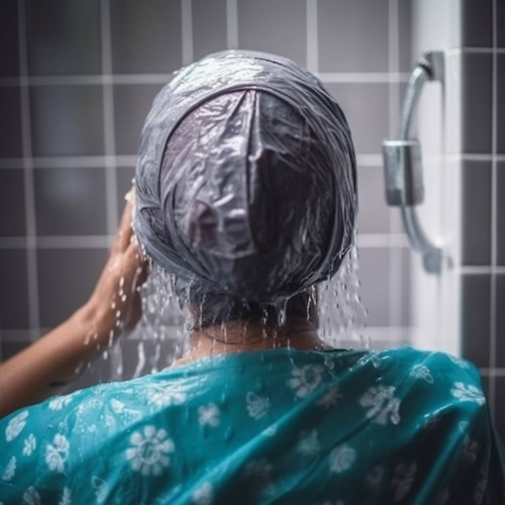 Shower with a showering cap