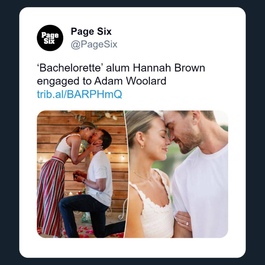 ‘Bachelorette alum Hannah Brown engaged to Adam Woolard