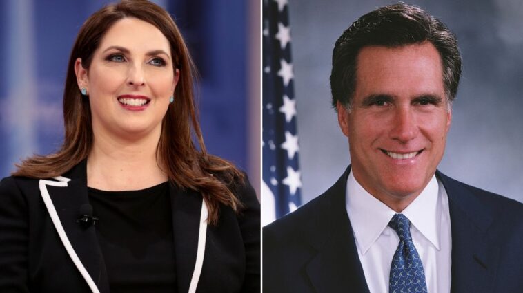 Ronna McDaniel and Mitt Romney